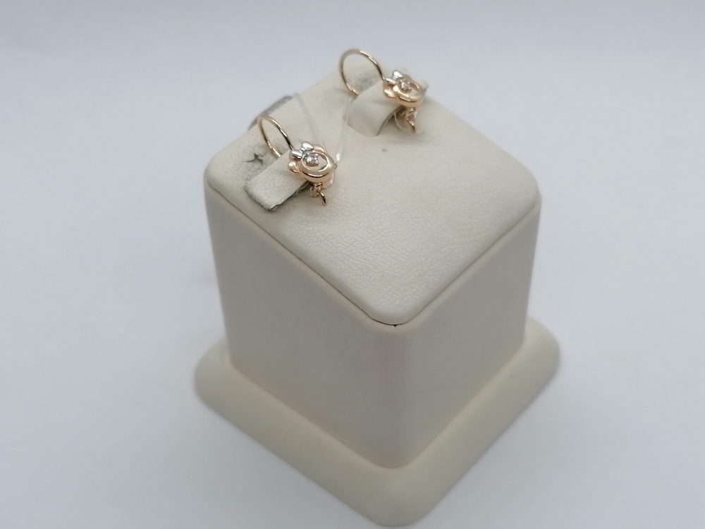 СЕРЬГИ ПЕТЕЛЬКА с камнем (Au 585)