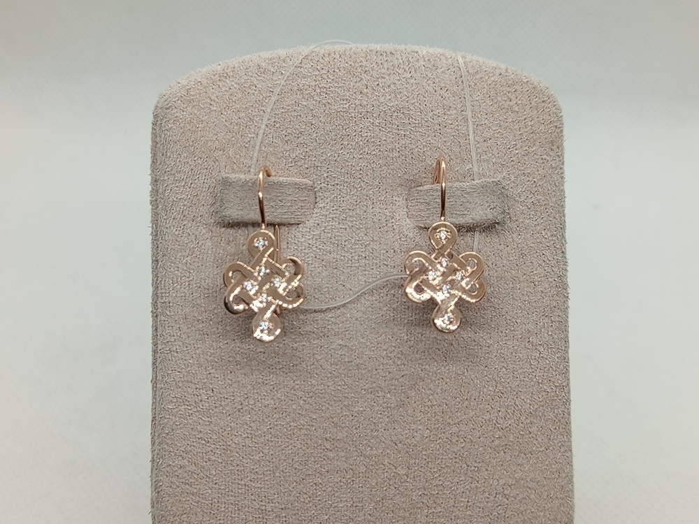 СЕРЬГИ ПЕТЕЛЬКА с камнями (Au 585)