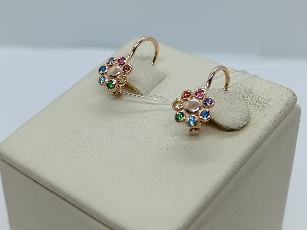 СЕРЬГИ ПЕТЕЛЬКА с камнями (Au 585)