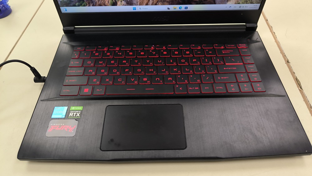 Ноутбук MSI gf63;  Core I5-11400H, GeForce RTX 3050 Ti, 24 Гб, 512 GB, Нет