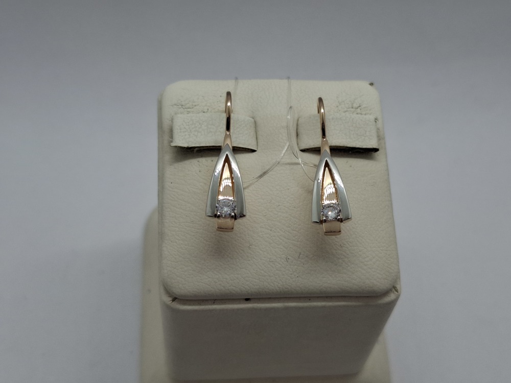 СЕРЬГИ ПЕТЕЛЬКА с камнями (Au 585)