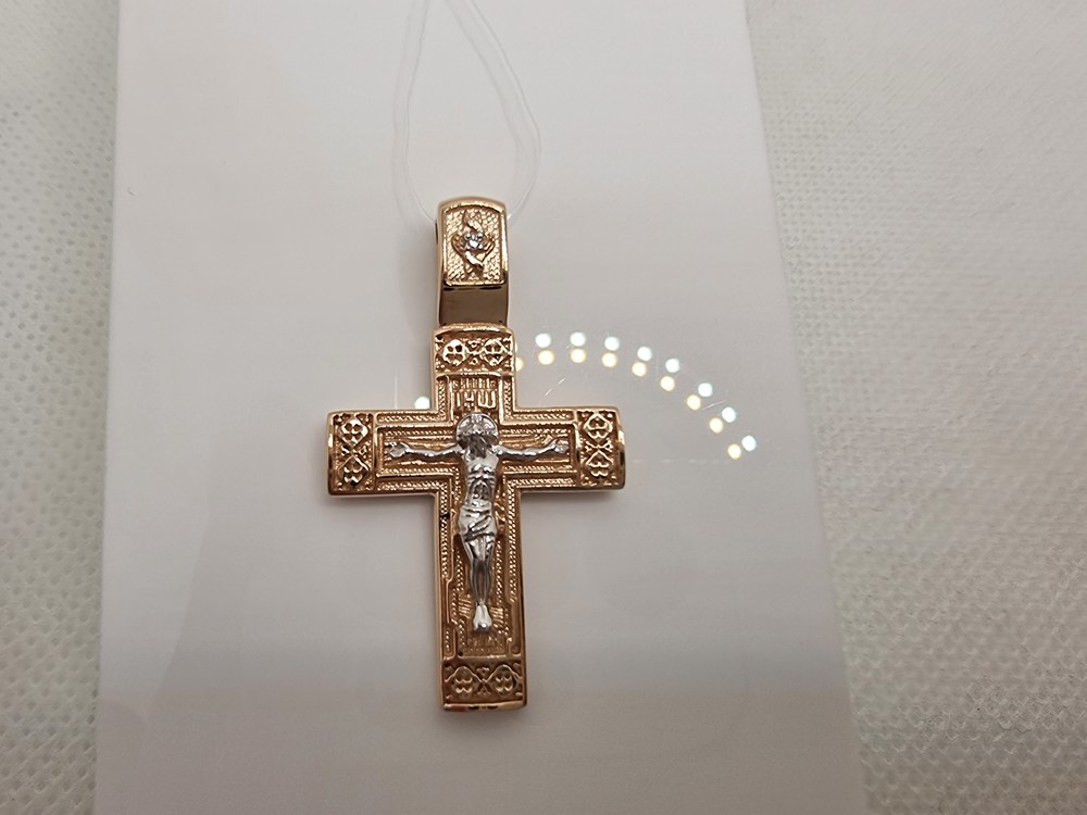 810-00254-10-00-20-00 ПОДВЕСКА КРЕСТ с камнем (Au 585) 810-00254-10-00-20-00 ПОДВЕСКА КРЕСТ с камнем (Au 585)