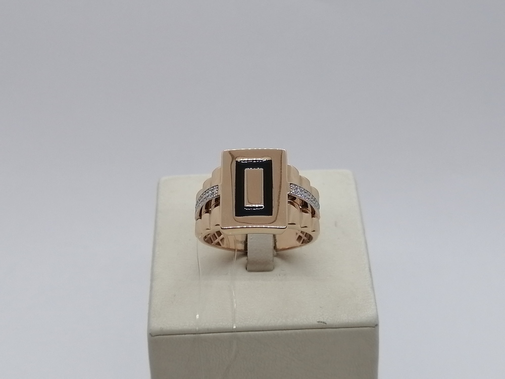 КОЛЬЦО ПЕЧАТКА Эмаль с камнями (Au 585)