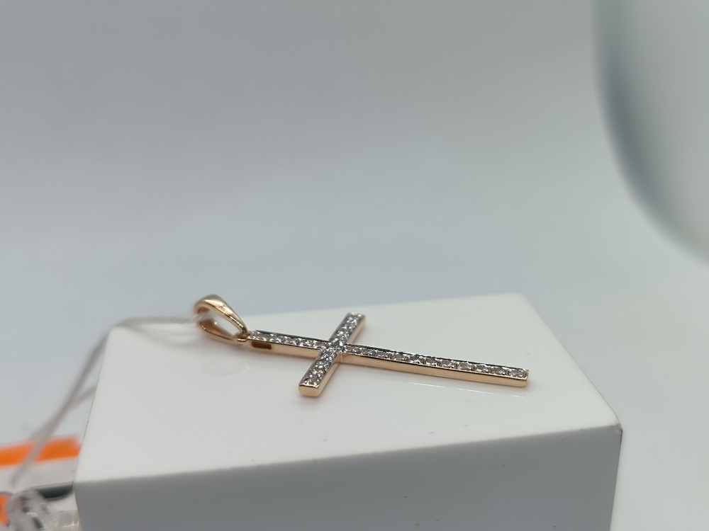 ПОДККИ585 ПОДВЕСКА КРЕСТ С КАМНЯМИ (Au 585)