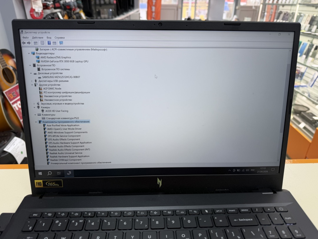 Ноутбук Acer Nitro 5; Ryzen 5 6600H, GeForce RTX 3050, 16 Гб, 512 GB, Нет