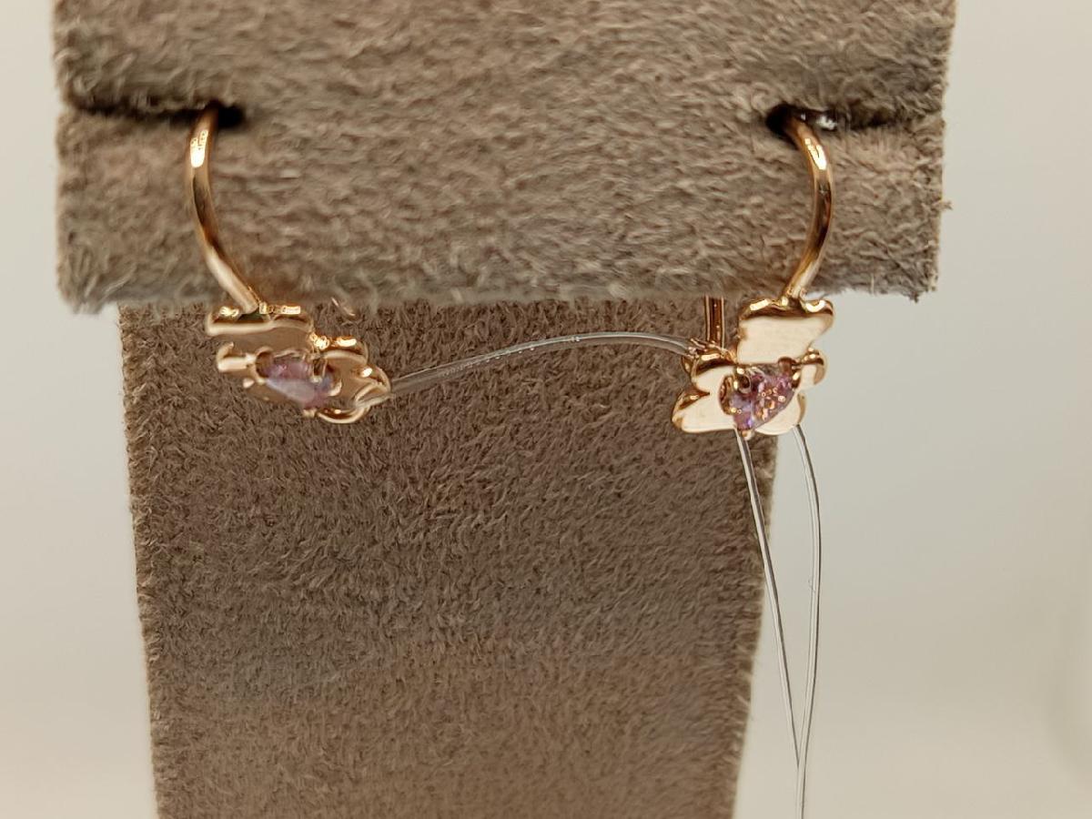 СЕРЬГИ ПЕТЕЛЬКА с камнем (Au 585)