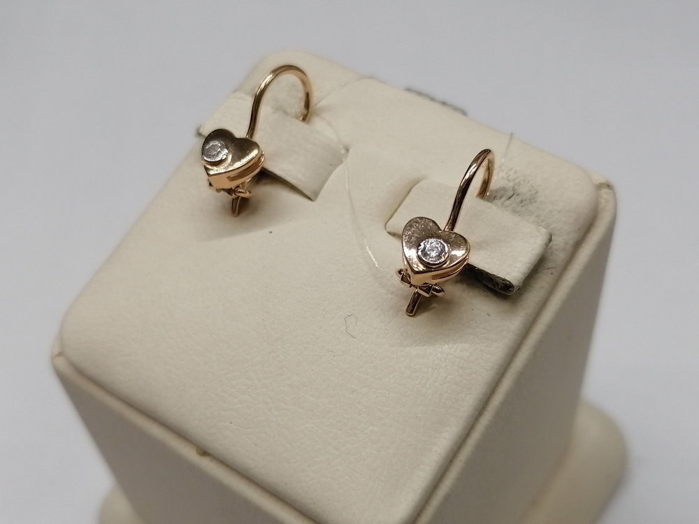 СЕРЬГИ ПЕТЕЛЬКА с камнем (Au 585)