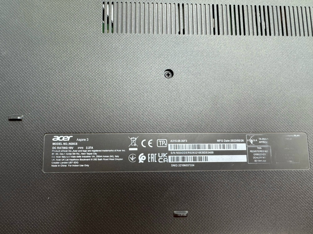 Ноутбук Acer; Core I3-1115G4, Intel UHD Graphics, 8 Гб, 256 Гб, Нет