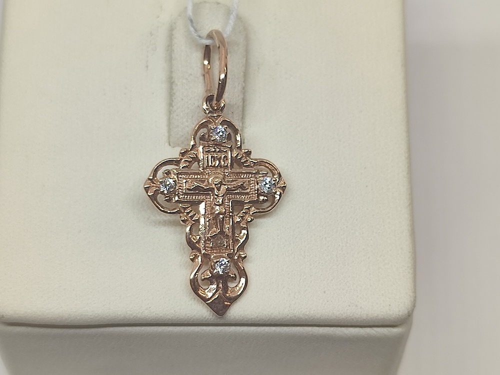 ПОДВЕСКА КРЕСТ С КАМНЯМИ (Au 585)
