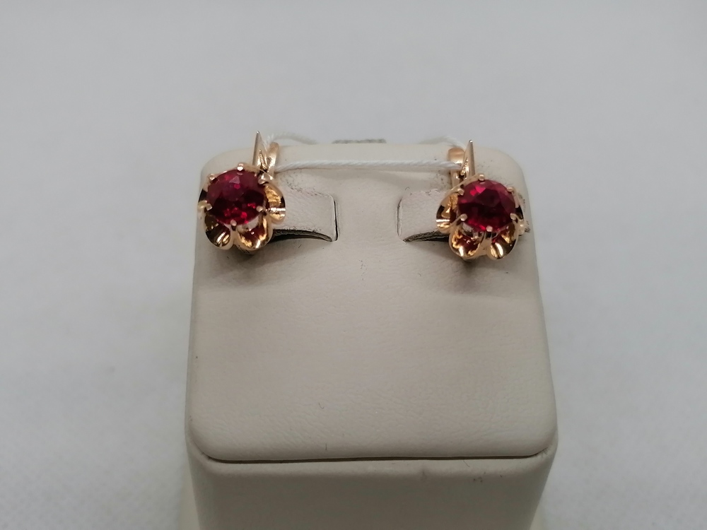 СКМ583 СЕРЬГИ С КАМНЕМ (Au 583)