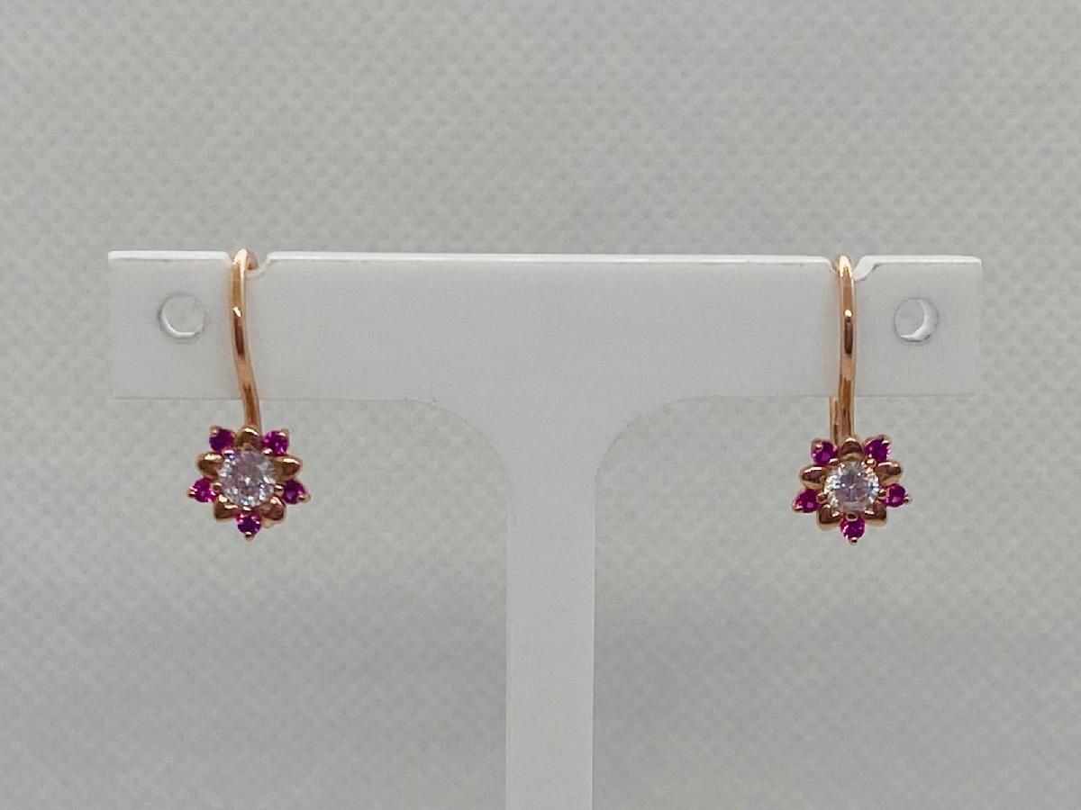 СЕРЬГИ ПЕТЕЛЬКА с камнями (Au 585)