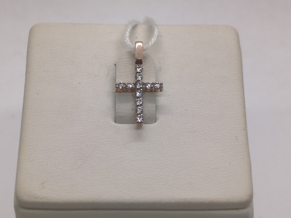 ПОДККИ585 ПОДВЕСКА КРЕСТ С КАМНЯМИ (Au 585)