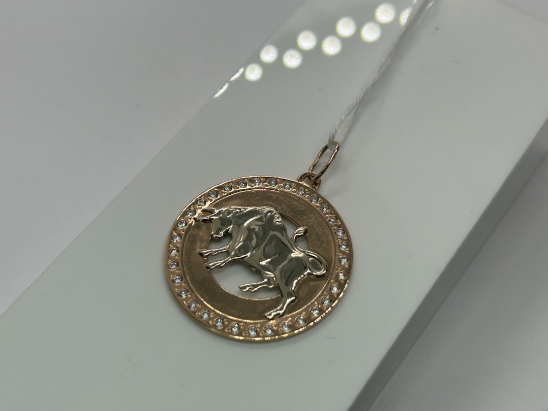 ПОДЗЗТ585 ПОДВЕСКА ЗНАК ЗОДИАКА ТЕЛЕЦ (Au 585)