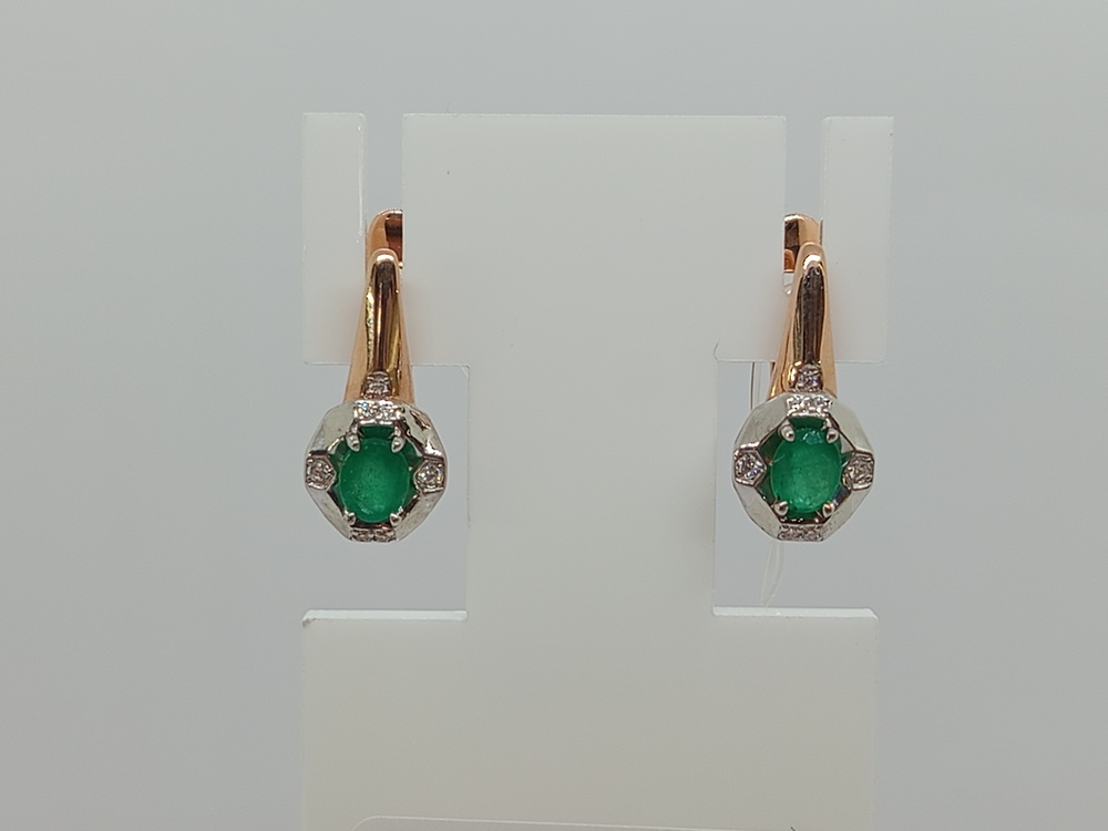 СЕРЬГИ Бриллиант, изумруд (Au 585)