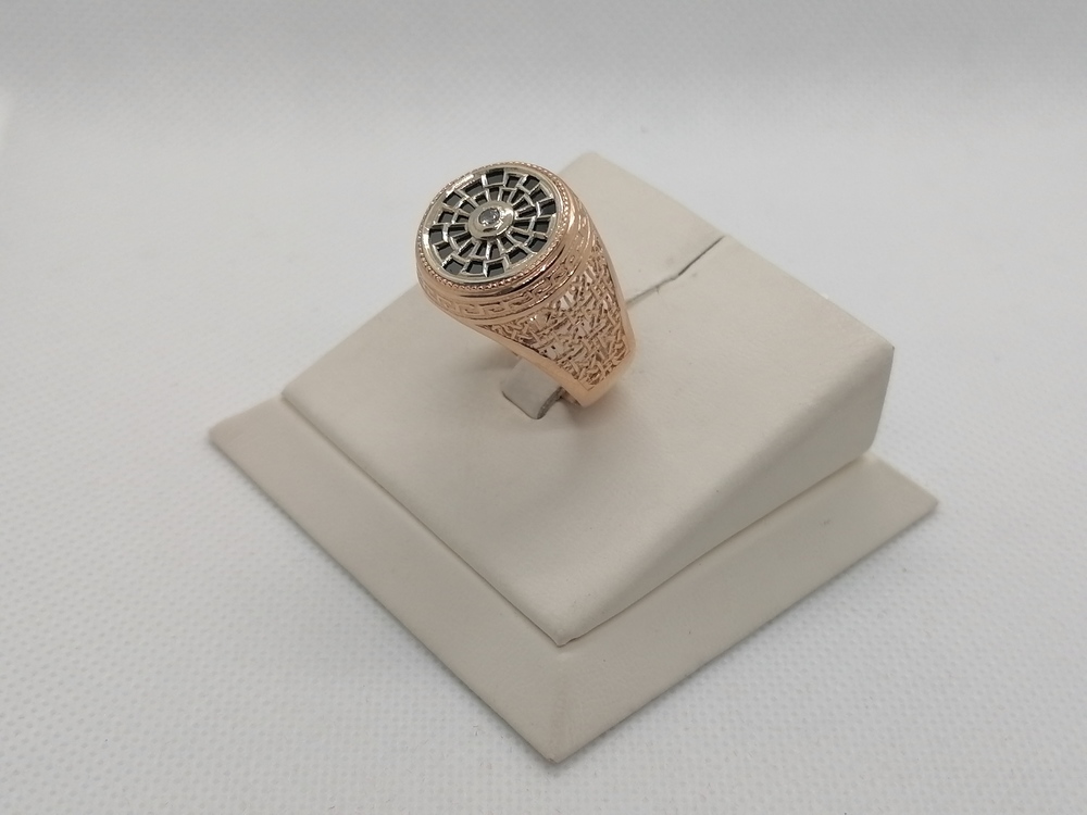 КМ-171/4_з КОЛЬЦО ПЕЧАТКА с камнями (Au 585)