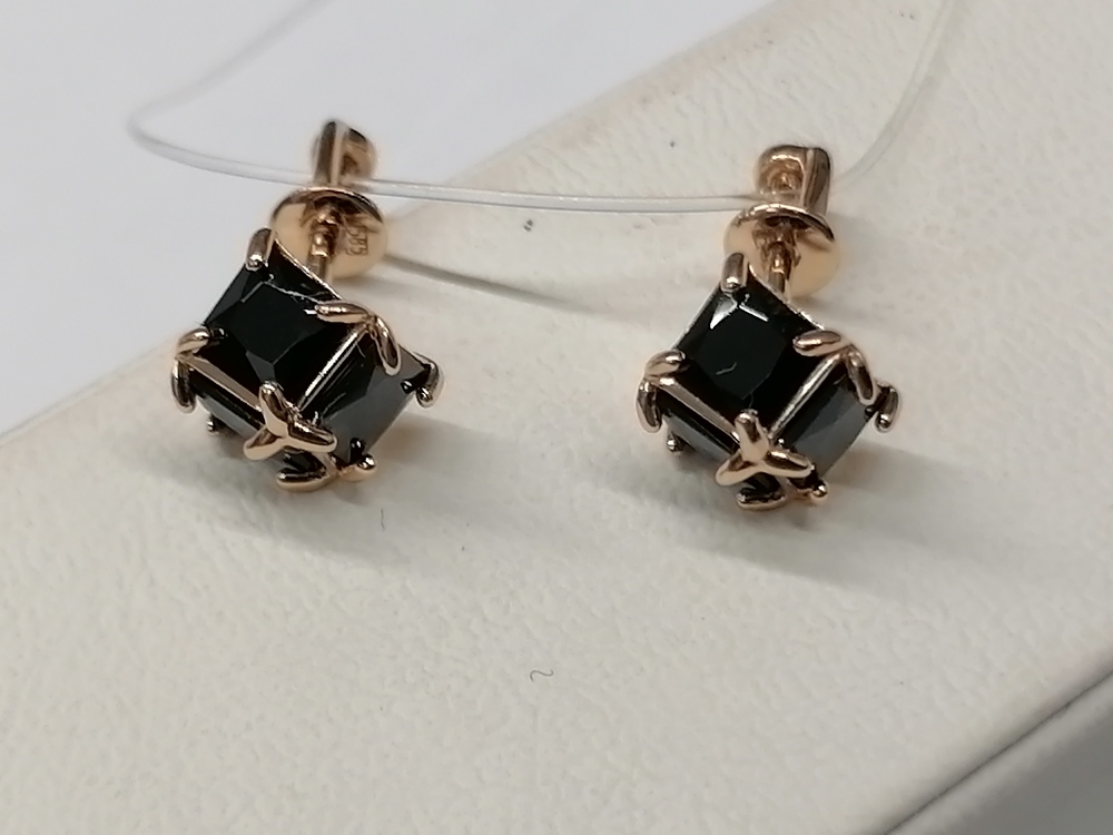 Сч4754 СЕРЬГИ ПУСЕТЫ с камнем (Au 585)