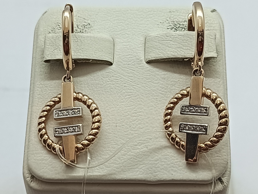 СЕРЬГИ КОЛЬЦА с камнями (Au 585)