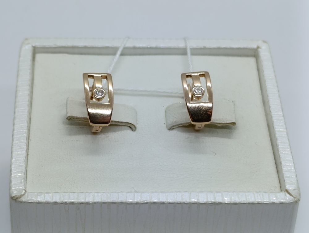 СКМ585 СЕРЬГИ С КАМНЕМ (Au 585)