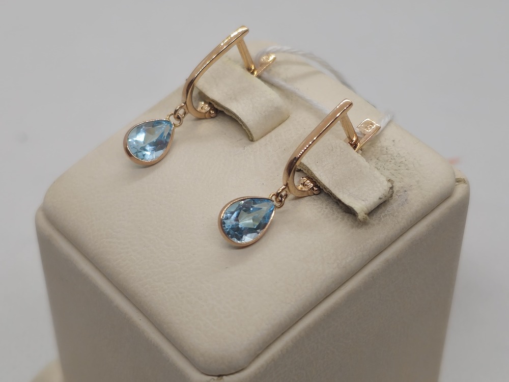 СКМ585 СЕРЬГИ С КАМНЕМ (Au 585)