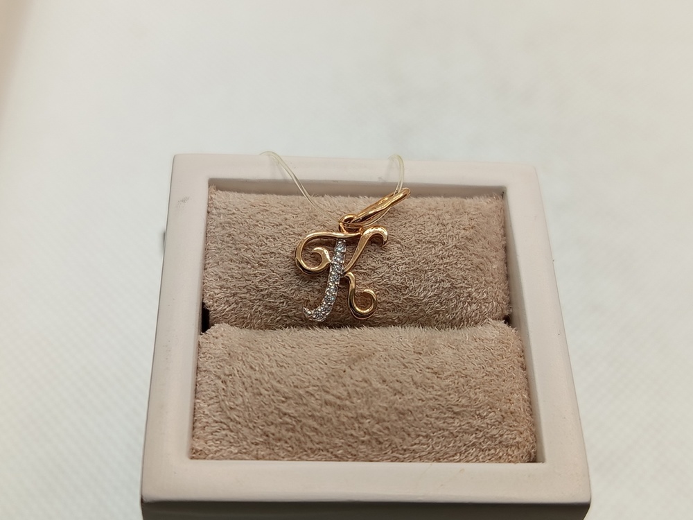 ПОДВЕСКА БУКВА К с камнями (Au 585)