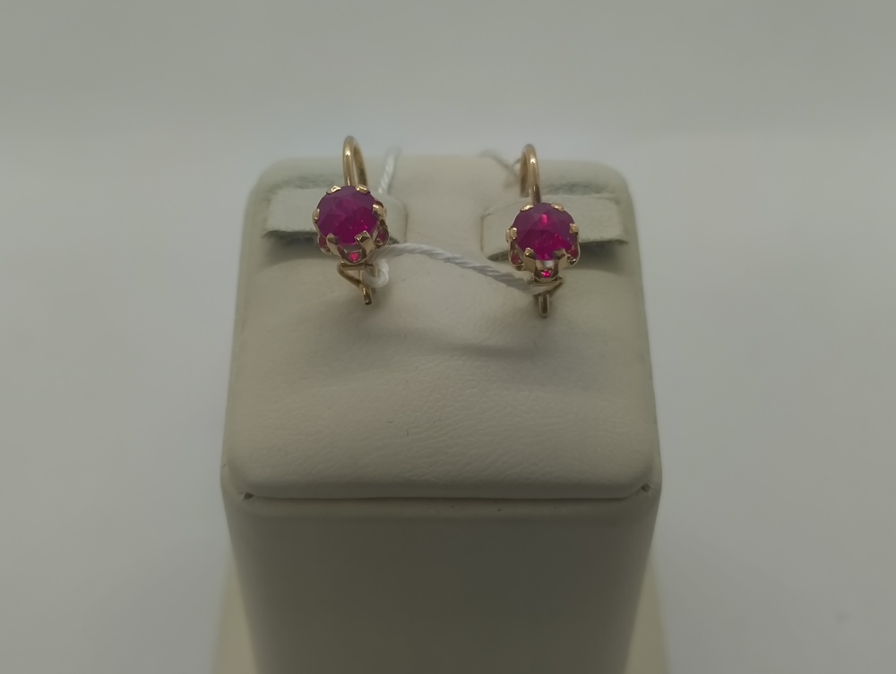 СКМ583 СЕРЬГИ С КАМНЕМ (Au 583)