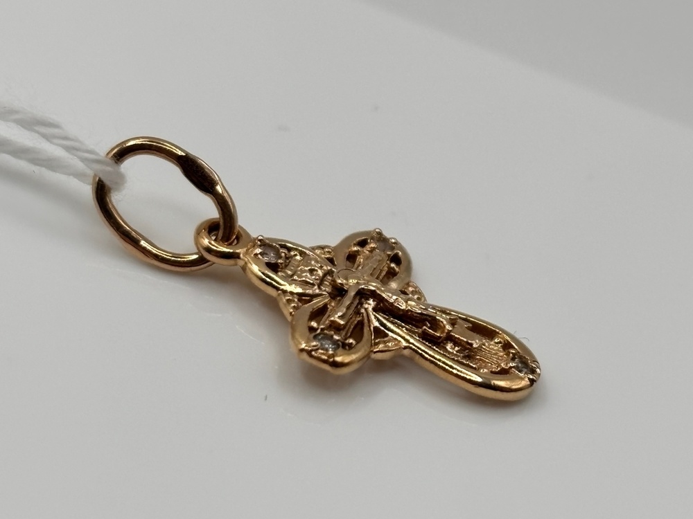 ПОДККИ585 ПОДВЕСКА КРЕСТ С КАМНЯМИ (Au 585)