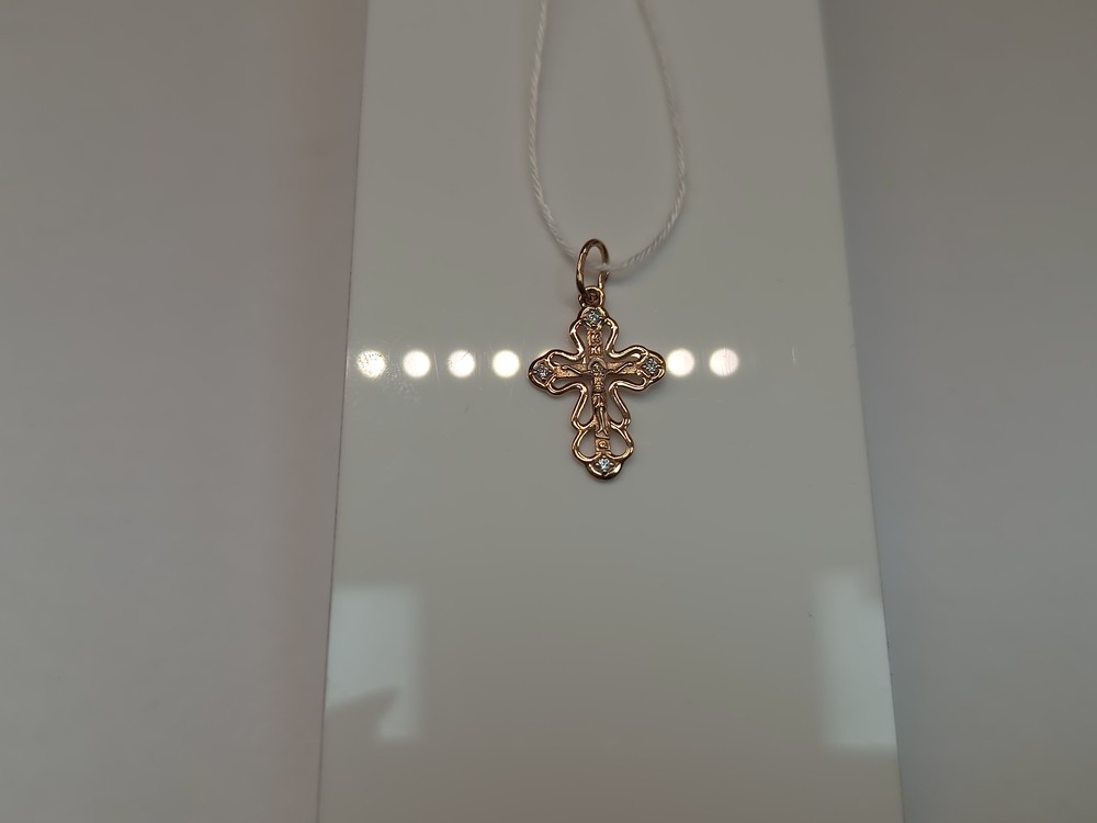 ПОДВЕСКА КРЕСТ С КАМНЯМИ (Au 585)