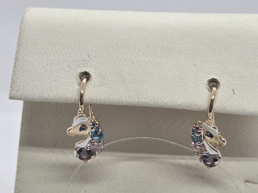 СЕРЬГИ ПЕТЕЛЬКА с камнями (Au 585)