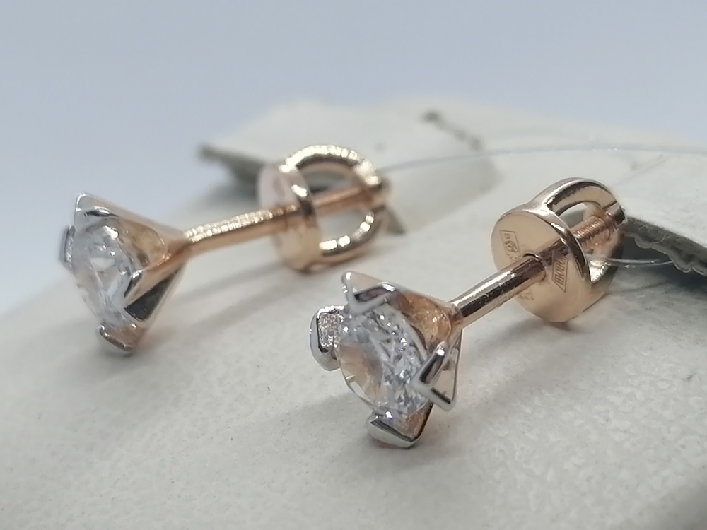 СЕРЬГИ ПУСЕТЫ с камнем (Au 585)