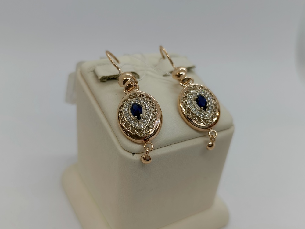 С-215м_au СЕРЬГИ С КАМНЕМ (Au 585)