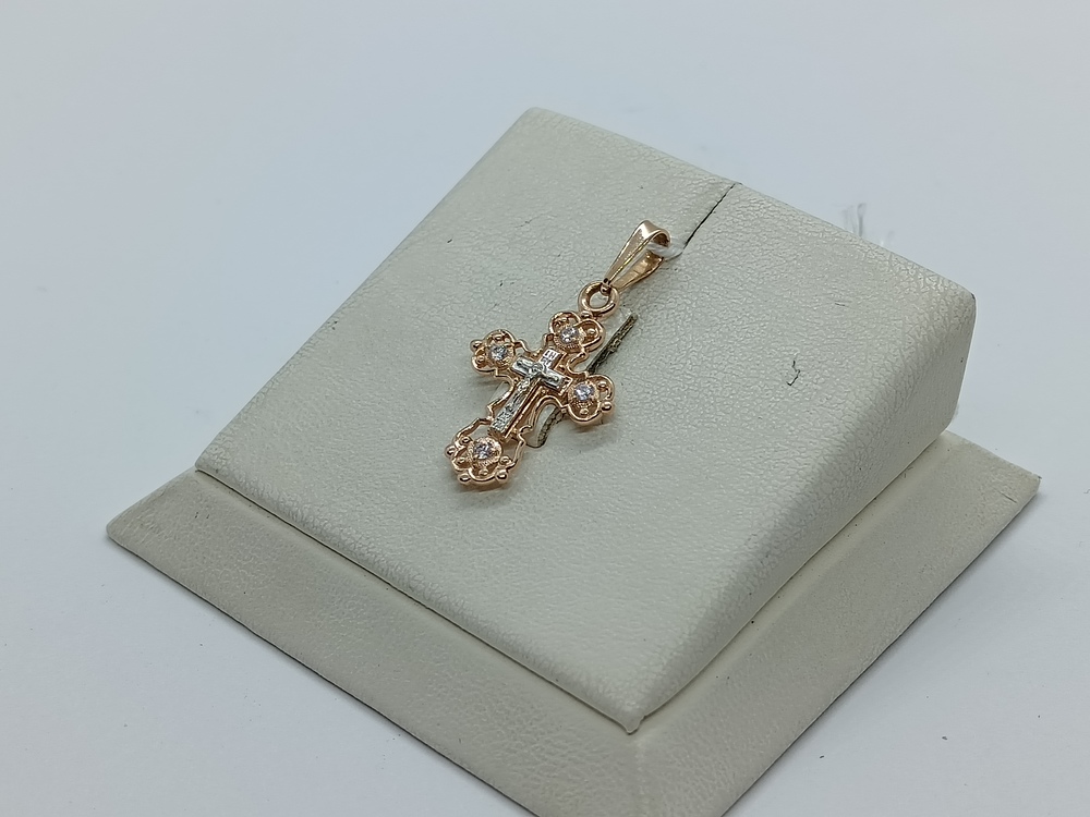 ПОДККИ585 ПОДВЕСКА КРЕСТ С КАМНЯМИ (Au 585)
