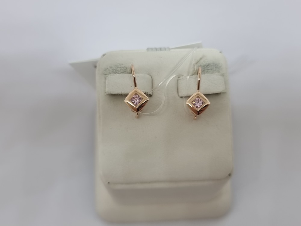 СЕРЬГИ ПЕТЕЛЬКА с камнем (Au 585)