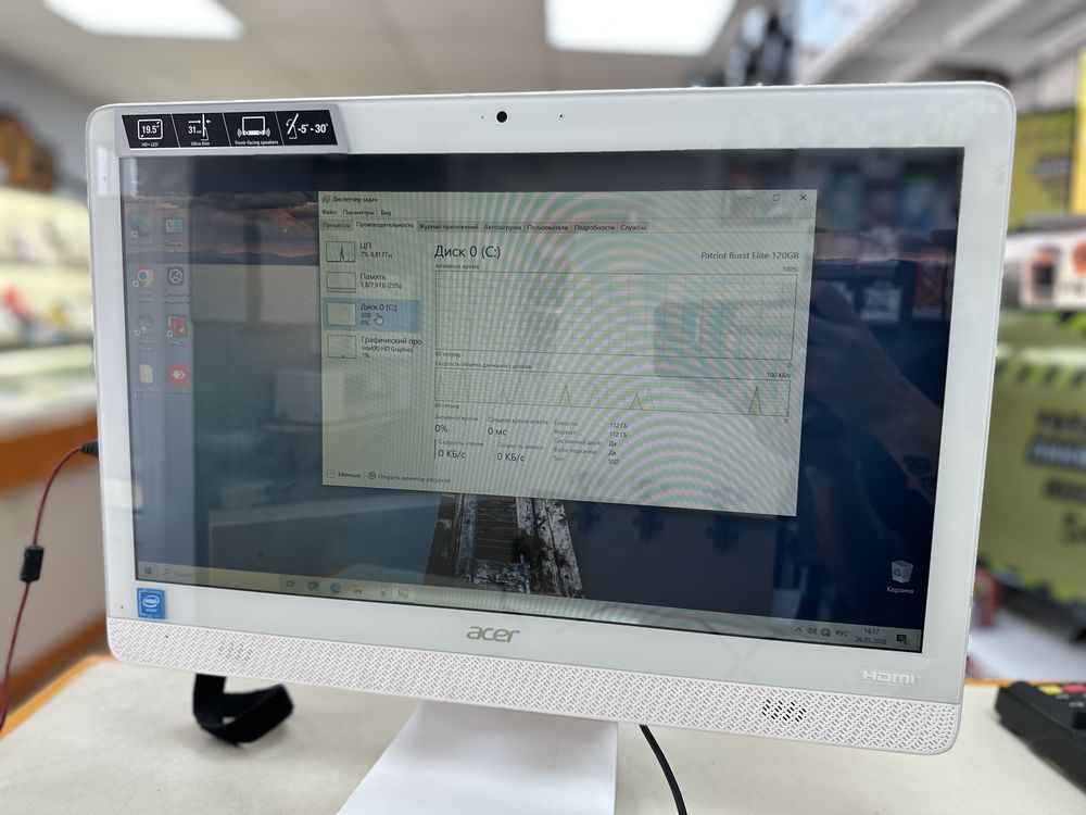 Моноблок ACER C20-720; Celeron J3060, HD Graphics, 8 Гб, 128 Гб, Нет