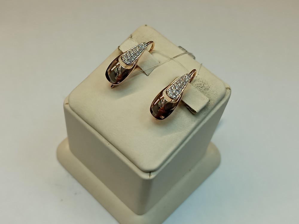 СЕРЬГИ ПЕТЕЛЬКА с камнями (Au 585)