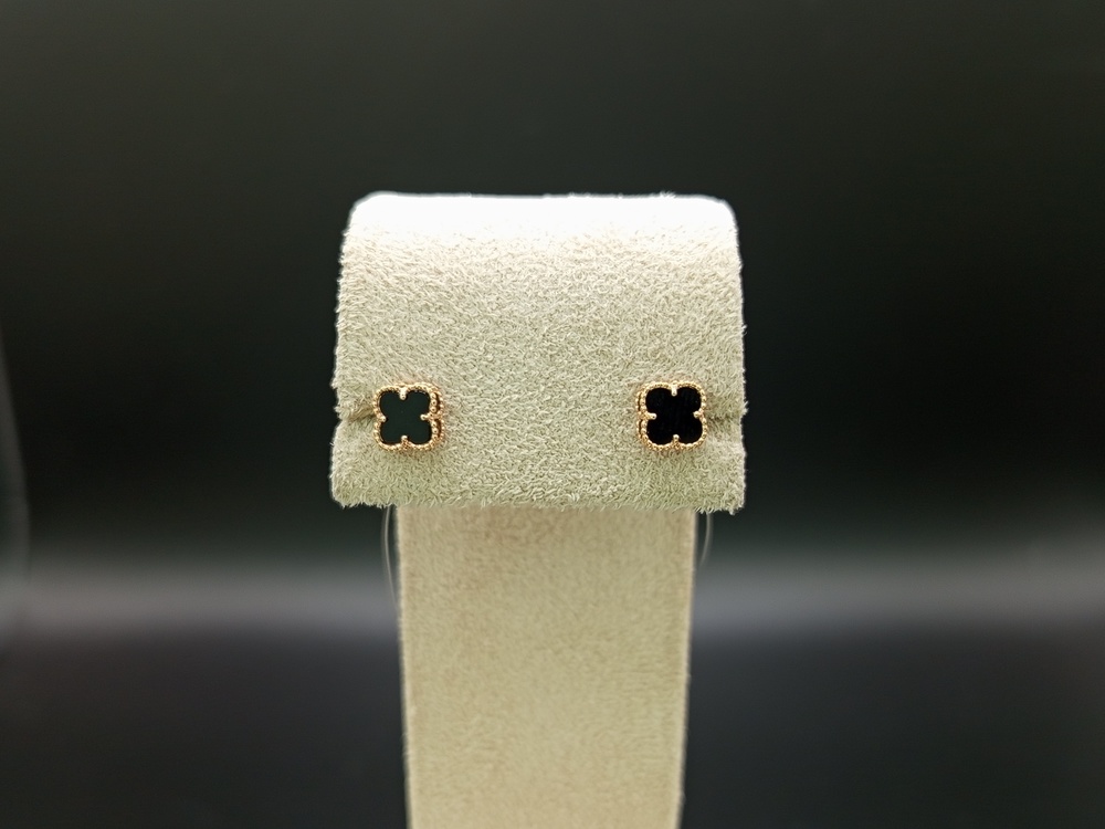 СЕРЬГИ ПУСЕТЫ Оникс (Au 585)