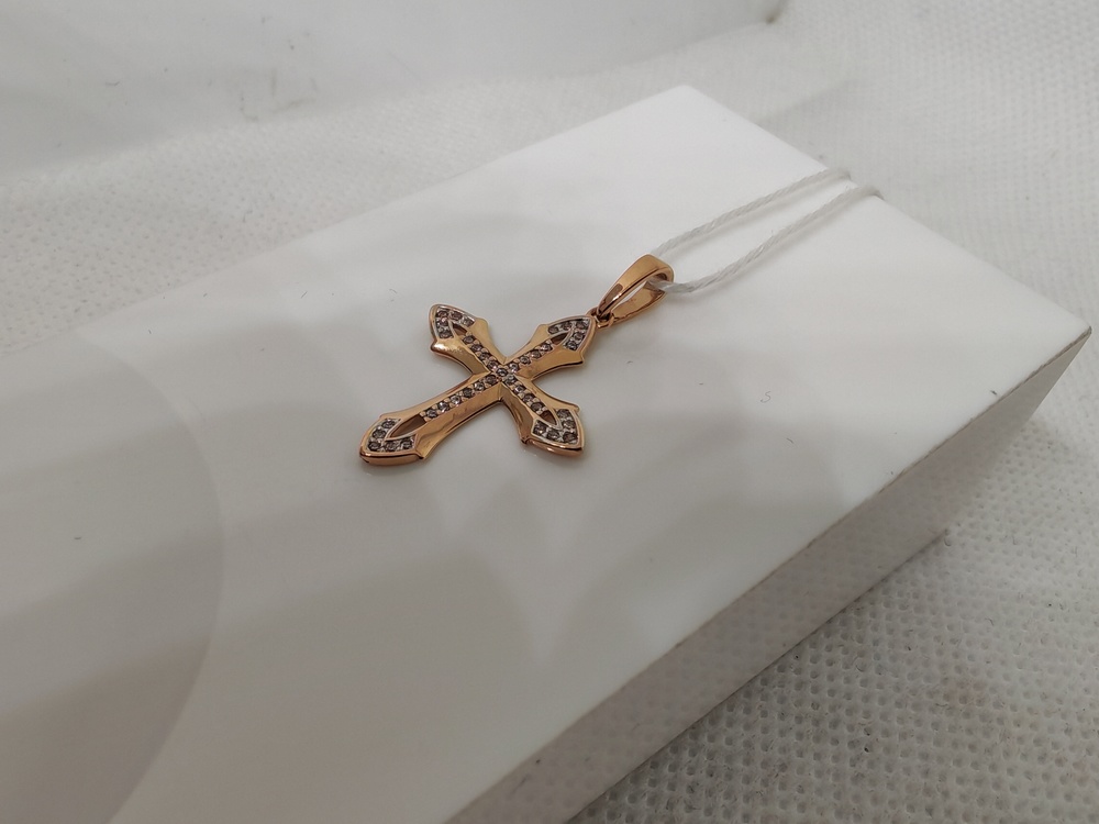 ПОДККИ585 ПОДВЕСКА КРЕСТ С КАМНЯМИ (Au 585)