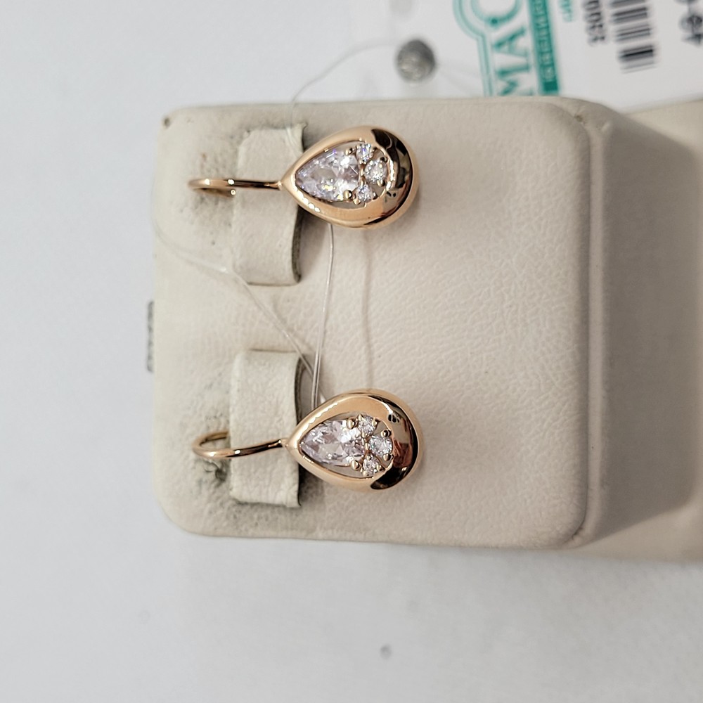 СЕРЬГИ ПЕТЕЛЬКА с камнями (Au 585)