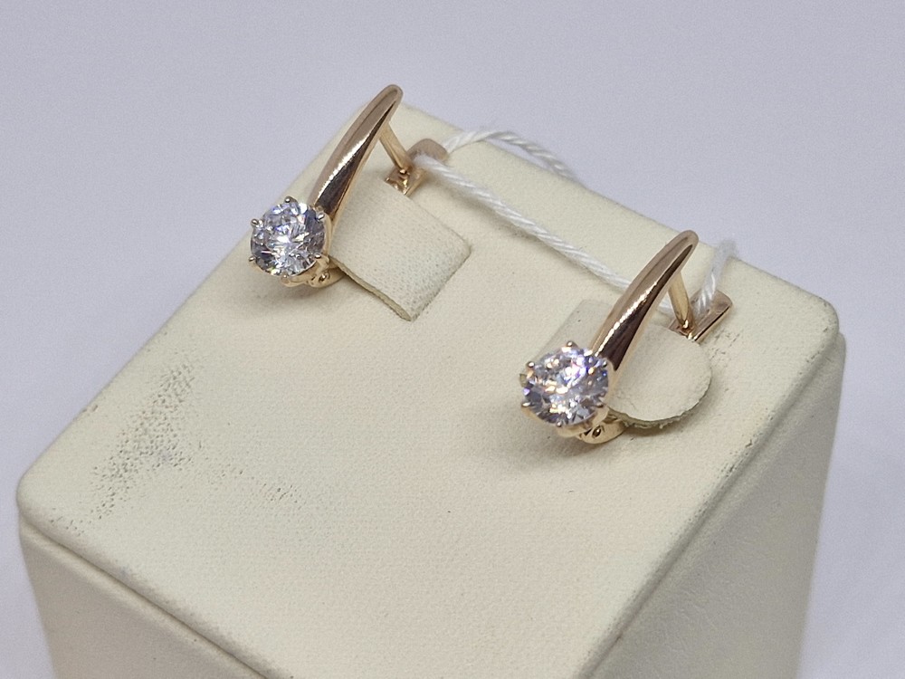 СКМ585 СЕРЬГИ С КАМНЕМ (Au 585)