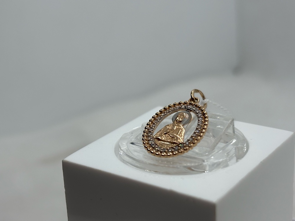 ПОДИКИ585 ПОДВЕСКА ИКОНА С КАМНЯМИ (Au 585)