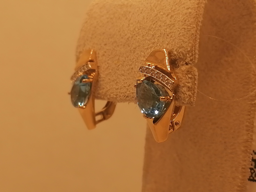 СЕРЬГИ ТОПАЗ с камнями (Au 585)