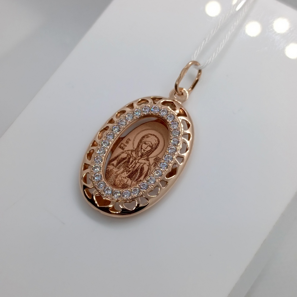 ПОДИКИ585 ПОДВЕСКА ИКОНА С КАМНЯМИ (Au 585)