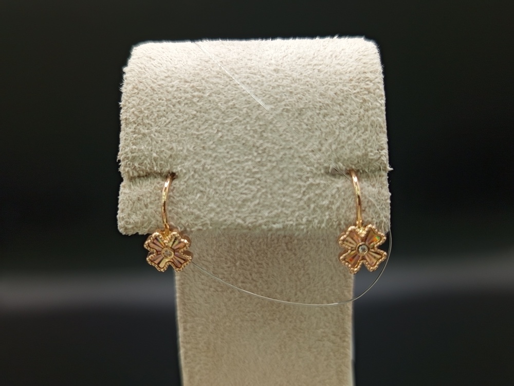 СЕРЬГИ ПЕТЕЛЬКА с камнем (Au 585)