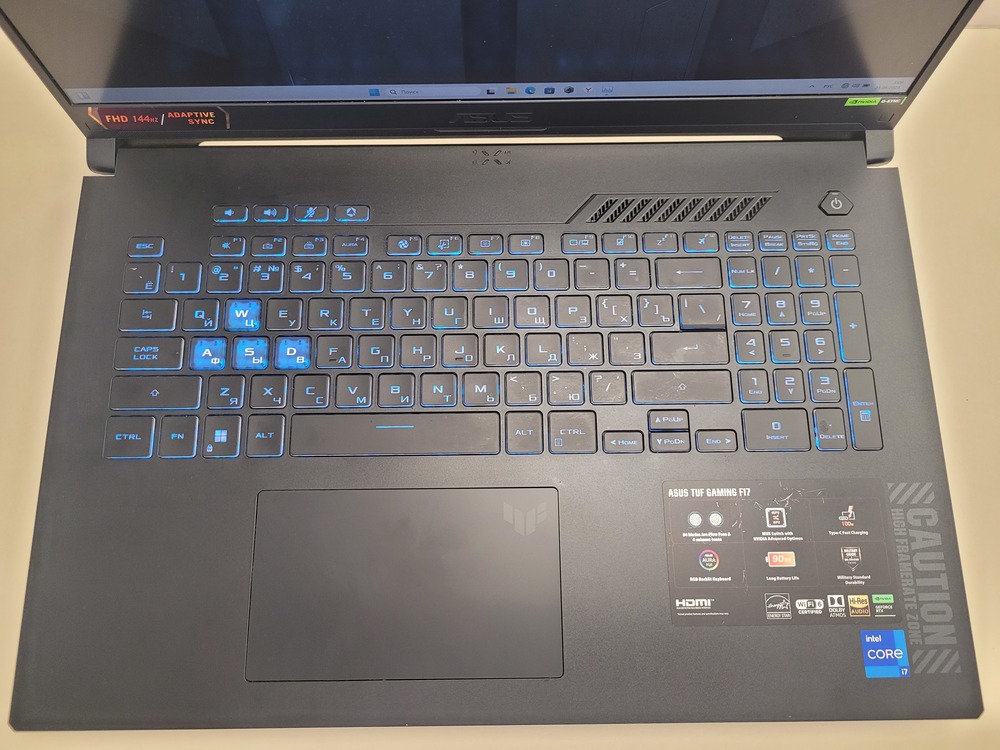Ноутбук ASUS; Core I7-12700H, GeForce RTX 4050, 16 Гб, 512 GB, Нет