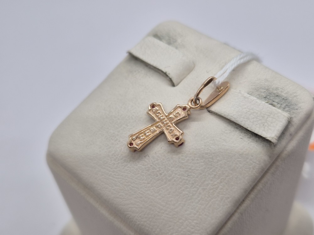 ПОДККИ585 ПОДВЕСКА КРЕСТ С КАМНЯМИ (Au 585)
