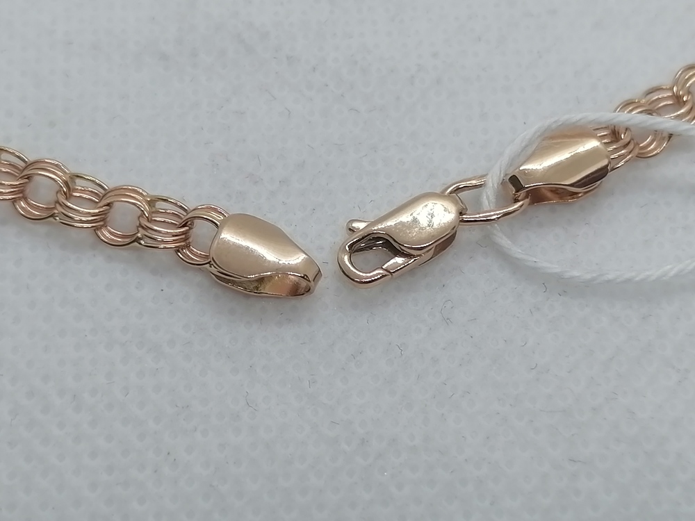 БЛБ3585 БРАСЛЕТ ПОЛНОВЕСНЫЙ Бисмарк тройной (Au 585)