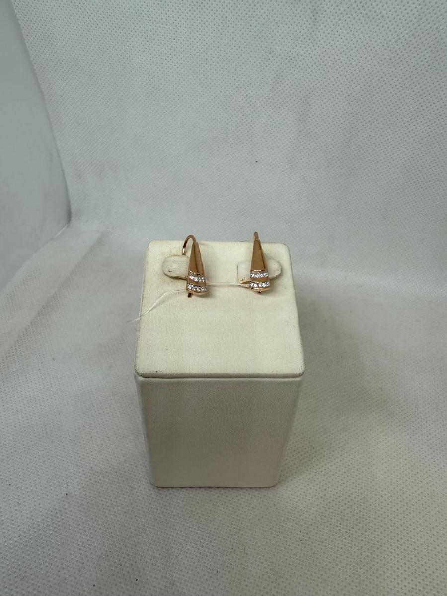 СЕРЬГИ ПЕТЕЛЬКА с камнями (Au 585)