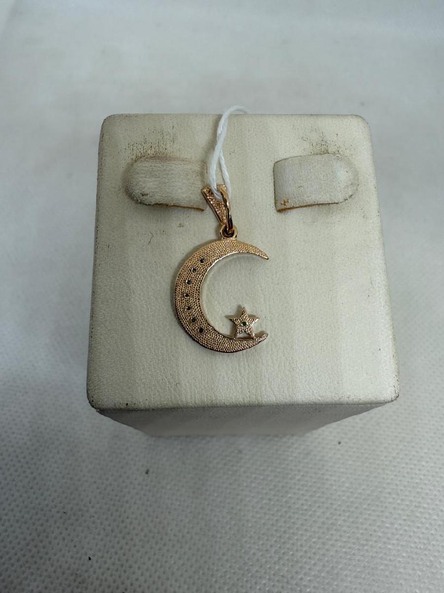 ПОДПКИ585 ПОДВЕСКА ПОЛУМЕСЯЦ С КАМНЯМИ (Au 585)