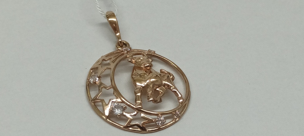 ПОДЗЗТ585 ПОДВЕСКА ЗНАК ЗОДИАКА ТЕЛЕЦ (Au 585)