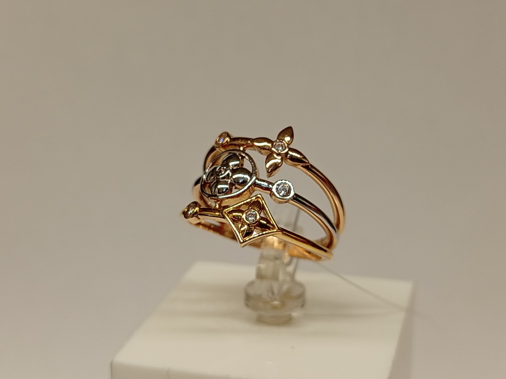 КОЛЬЦО С КАМНЯМИ (Au 585)