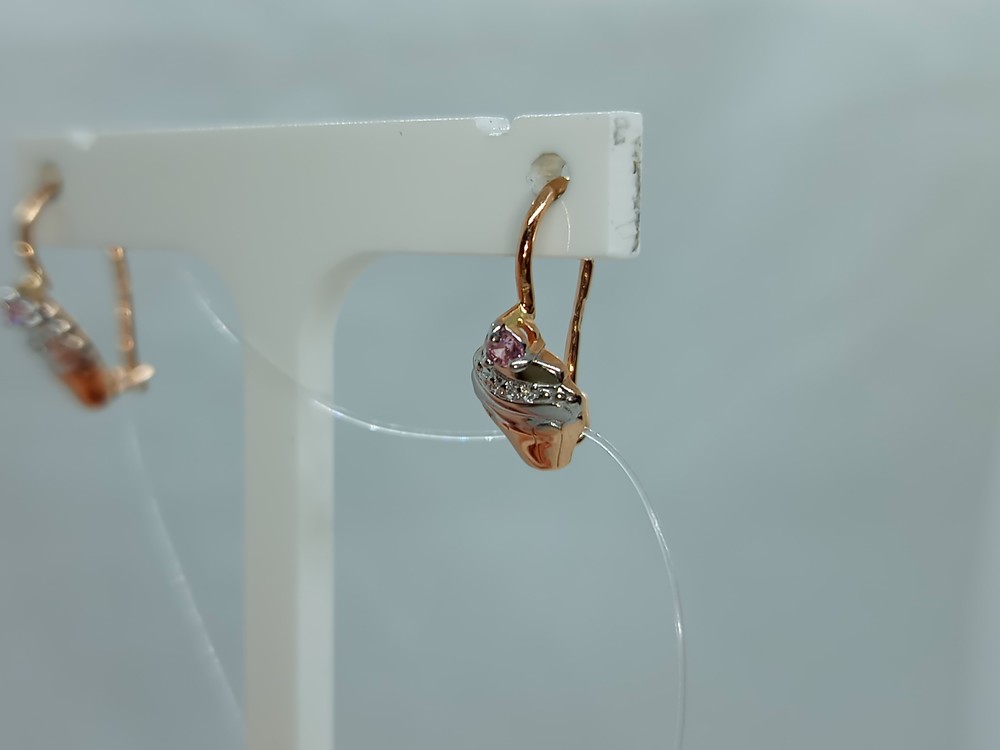 СЕРЬГИ ПЕТЕЛЬКА с камнями (Au 585)